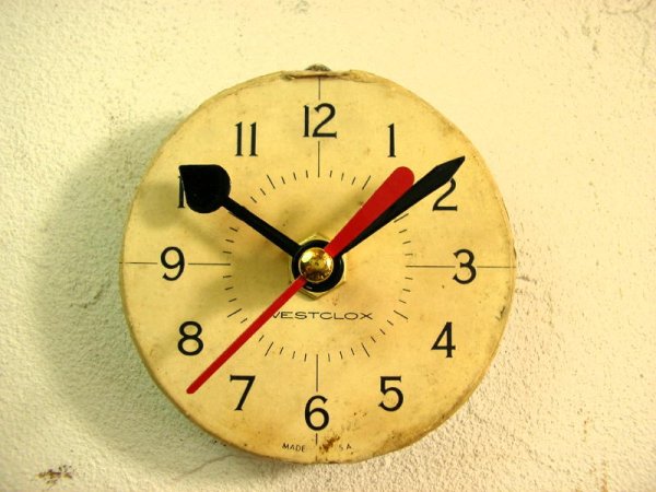 画像1: 1960年代頃・アメリカ・ウェストクロックス・アンティーク・クロック・文字盤・掛時計・丸型・白・赤秒針