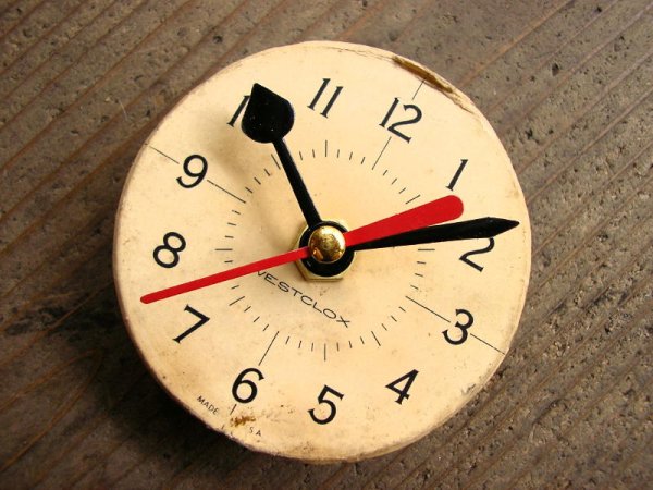 画像3: 1960年代頃・アメリカ・ウェストクロックス・アンティーク・クロック・文字盤・掛時計・丸型・白・赤秒針