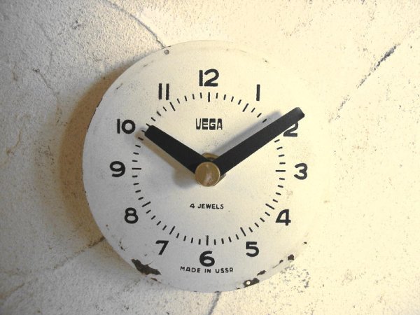 画像1: 1960年代頃・ロシア・VEGA・アンティーク・クロック・文字盤・掛時計（丸型・白色）