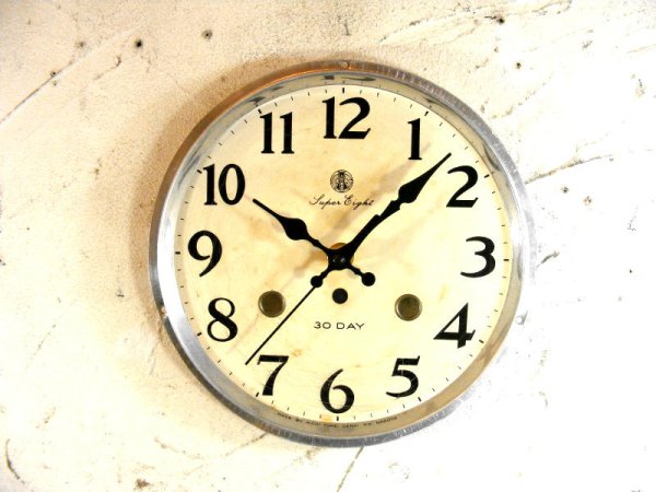 画像1: 昭和中期頃・愛知時計・アイチ・スーパー・エイト・アンティーク・振り子時計・文字盤・掛け時計（電池式・スイープ・クォーツ）