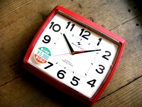  1: 1970年代・東京時計・シリコン・クロック・ソフィア・NO.710・赤・角型・箱付・デッドストック（スイープ・クォーツ改造）