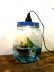 画像3: 昭和30年代・ゆらゆらガラス・海苔瓶・青・小・ランプ(LEDフィラメント電球） (3)