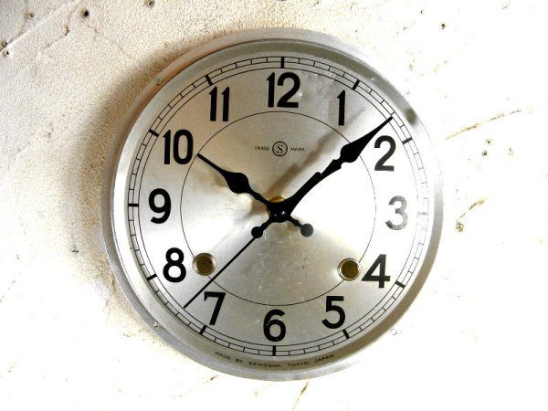 画像1: 昭和20年代頃・精工舎・アンティーク・振り子時計・文字盤・掛時計・銀（電池式・スイープ・クォーツ）