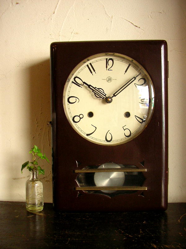大正頃の栄計舎・木製・振り子時計（時報ストライク・クォーツ改造）が入荷しました。