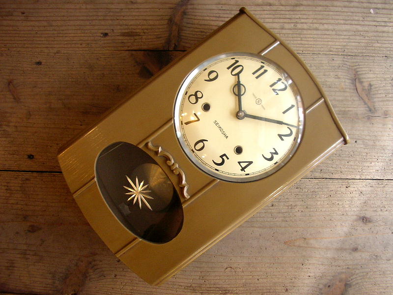 大正頃のセイコー舎・木製・振り子時計（クォーツ改造）が入荷しました。