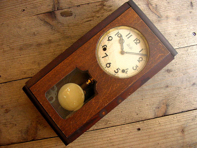 大正頃のMeiji・木製・振り子時計（クォーツ改造）が入荷しました。