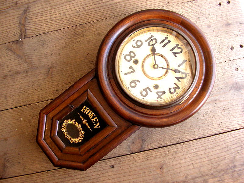 明治頃のMeiji・HOKEN・頭丸型・振り子時計（クォーツ改造）が入荷しました。