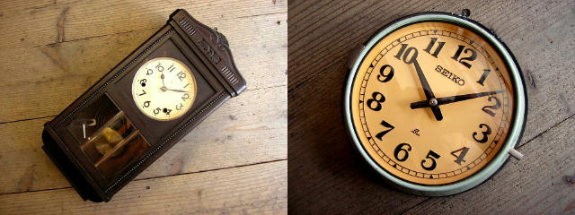 大正頃の尾張時計・振り子時計とセイコー・船用子時計が入荷しました。