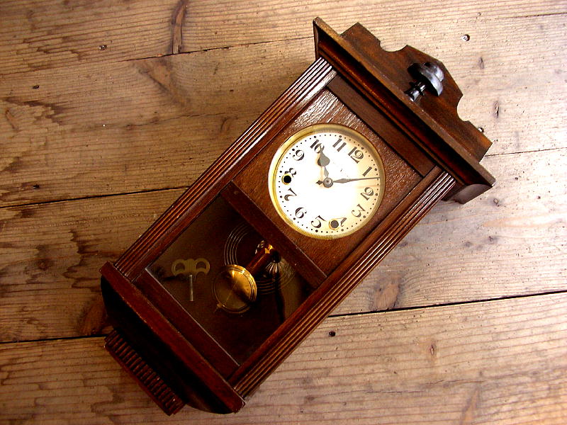  大正頃のアンティーク･振り子時計のYマーク・吉田時計店・宮型・スリゲル・振り子時計が仕上がりました。