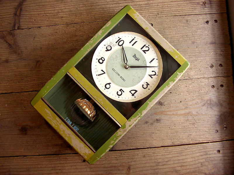 Meiji・明治時計・セロック・エコー・バッテリー式・振り子時計・C-222A・緑色（電池式・クォーツ改造）が仕上がりました。