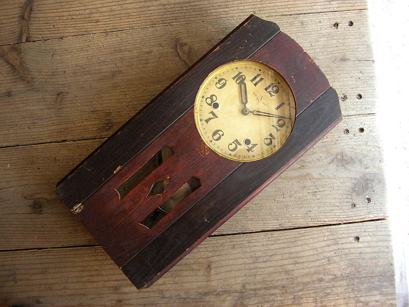 大正頃のアンティーク・振り子時計の馬蹄マーク・振り子時計（電池式・クォーツ改造）が仕上がりました。