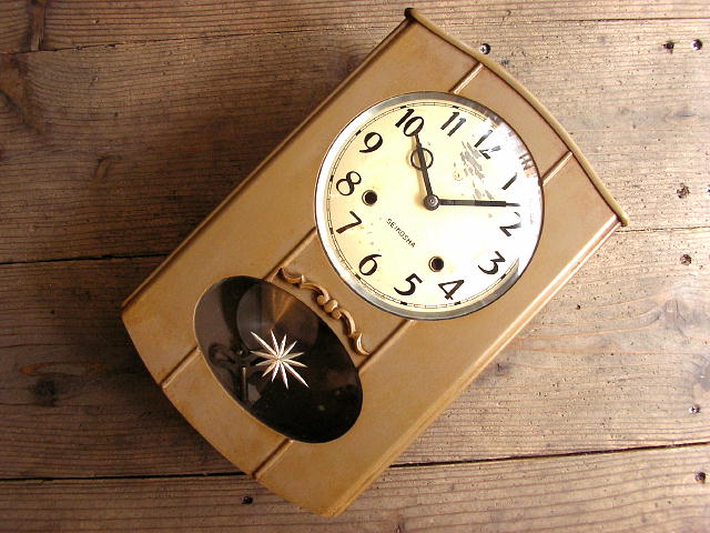  昭和初期頃のアンティーク・クロックのセイコー舎・振り子時計・グレー（電池式・クォーツ改造）が仕上がりました。