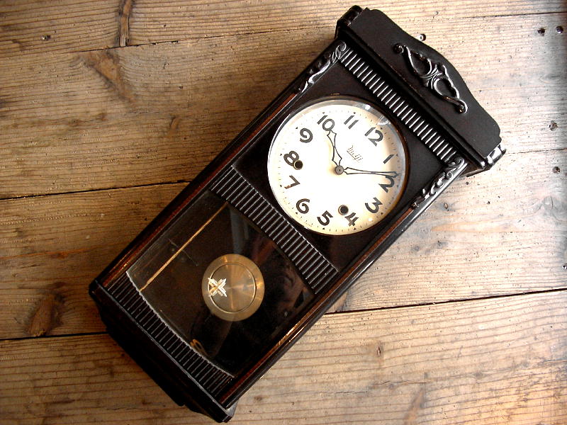 古時計のオキュパイド・ジャパン製・Meiji・明治時計・振り子時計（電池式・クォーツ改造）が仕上がりました。