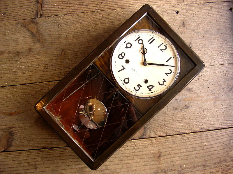 アンティーク・クロックの昭和初期頃・セイコー舎・振り子時計・前面ガラス（電池式・クォーツ改造）が仕上がりました。