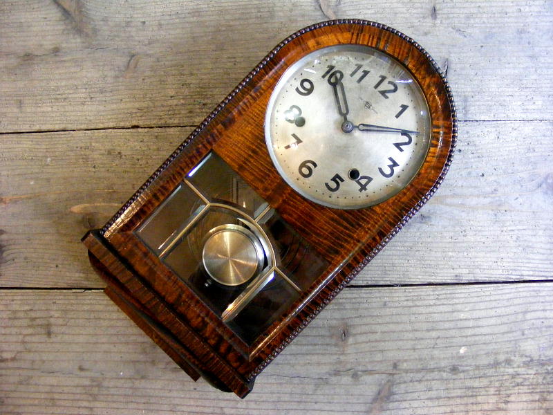 昭和初期頃のアンティーク・クロックのOSマーク・R型・振り子時計（電池式・クォーツ改造）が仕上がりました。