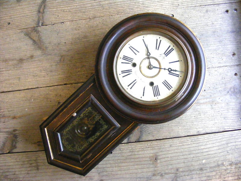 明治頃のアンティーククロックの高野時計・頭丸型（尾長型）・振り子時計（電池式・クォーツ改造）が仕上がりました。