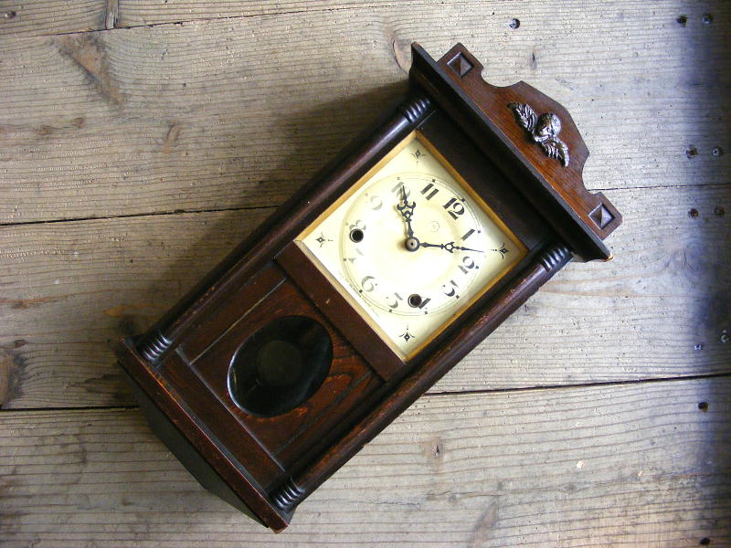 大正頃のアンティーク・クロックの精工舎・座敷時計・スリゲル型・変形・小型・振り子時計（電池式・クォーツ改造）が仕上がりました。
