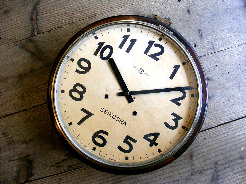 大正頃のアンティーク・クロックの精工舎・丸型・振り子時計・トーマス型・茶色（電池式・クォーツ改造）が仕上がりました。