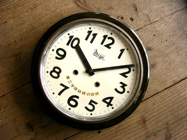 大正頃のアンティーク・クロックの明治時計・丸型・振り子時計・小型（電池式・クォーツ改造）が仕上がりました。