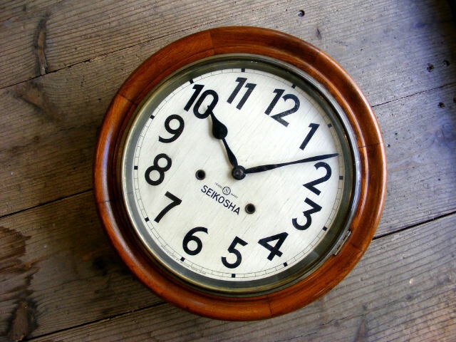 大正頃のアンティーククロックの精工舎・丸型・振り子時計・手巻式（電池式・クォーツ改造）が仕上がりました。