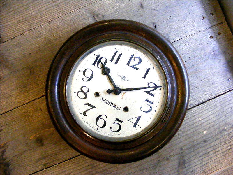 大正頃のアンティーク・クロックの愛知時計・丸型・振り子時計・小型（電池式・クォーツ改造）が仕上がりました。