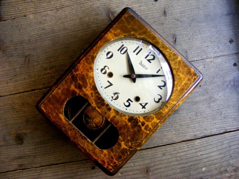 昭和初期頃のアンティーク・クロックのMastery・協立時計・振り子時計・小型（電池式・クォーツ改造）が仕上がりました。