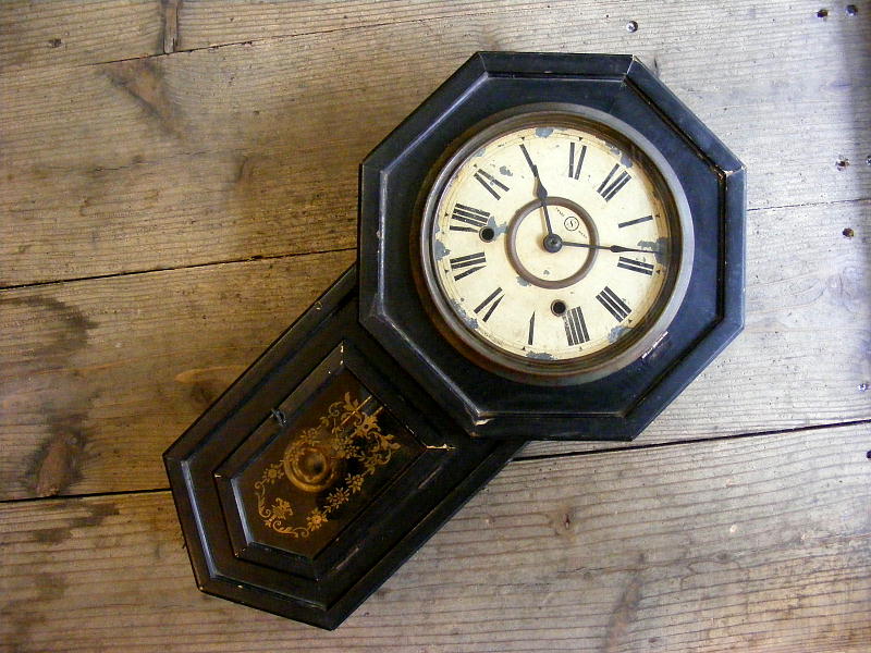 大正頃の古時計の精工舎・八角型・振り子時計（電池式・クォーツ改造）が仕上がりました。 - アンティーク･クロック,アンティーク･掛け時計