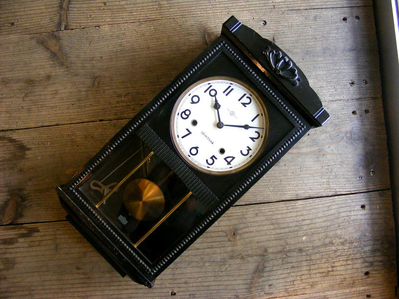 昭和初期頃のアンティーク・柱時計の精工舎・振り子時計（電池式・クォーツ改造）が仕上がりました。