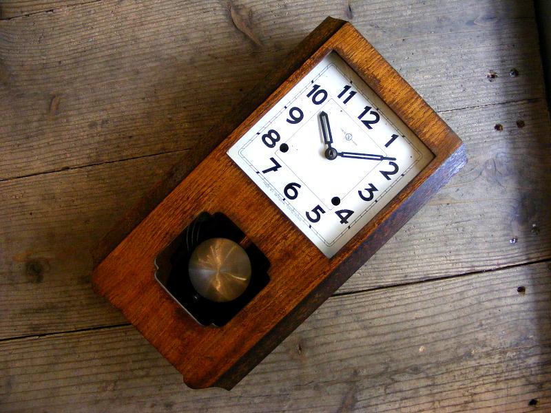 昭和初期頃のアンティーククロックの精工舎・振り子時計・角型・小（電池式・クォーツ改造）が仕上がりました。