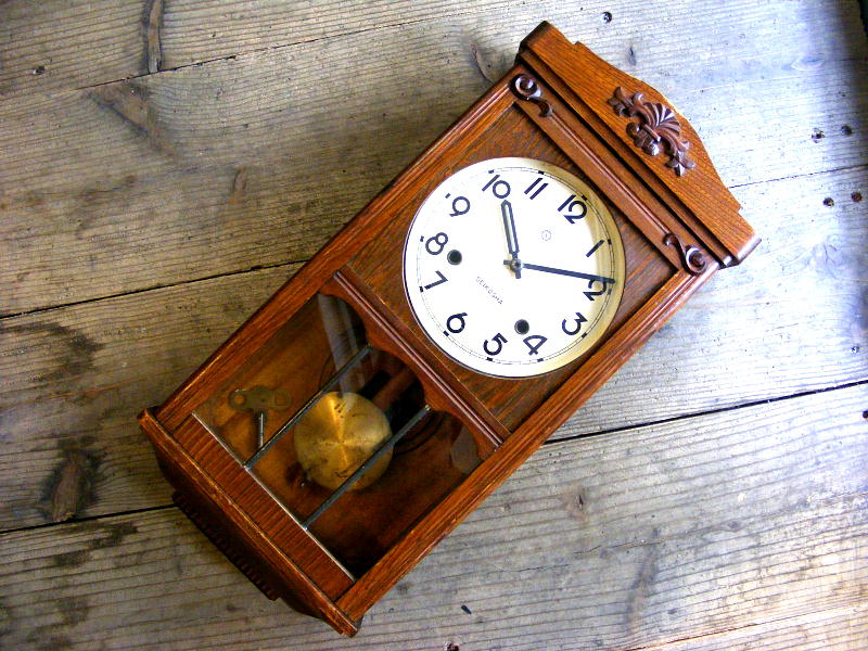 大正頃のアンティーク・クロックの精工舎・振り子時計（電池式・クォーツ改造）が仕上がりました。