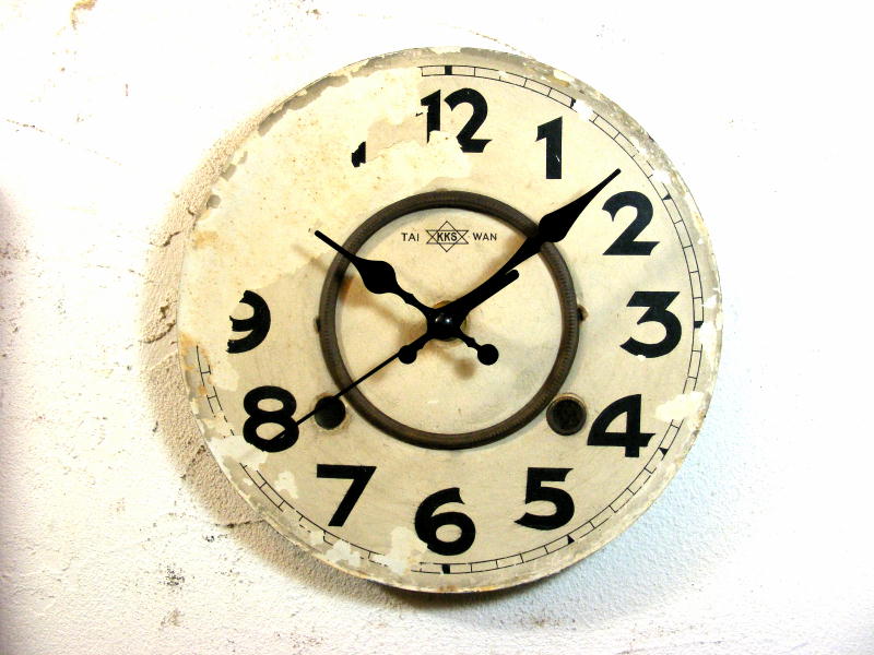 大正頃・TAIWAN・トレードマーク・KKS・アンティーク振り子時計・文字盤・掛け時計（電池式・スイープ・クォーツ）が仕上がりました。