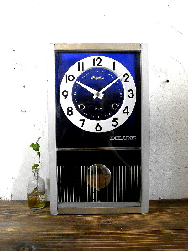 昭和30年代頃の古時計のリズム時計・デラックス・30日巻・振り子時計（電池式・クォーツ改造）が仕上がりました。