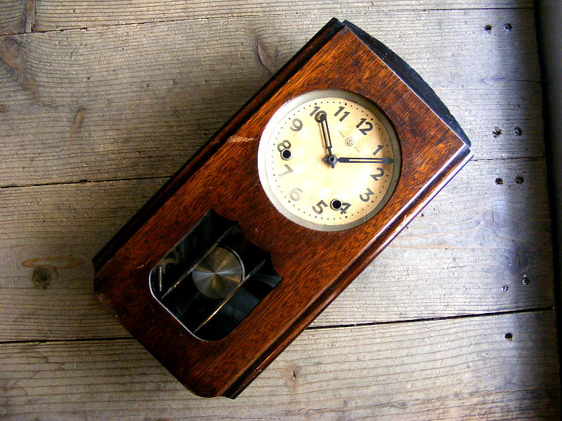 大正頃の古時計の鶴巻時計店英工舎・振り子時計（電池式・クォーツ改造）が仕上がりました。