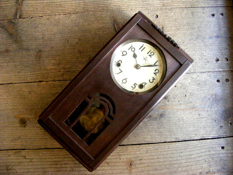 大正頃の古時計の地球鶏印・SATO・CLOCK・サトー・クロック・佐藤時計・振り子時計（電池式・クォーツ改造）が仕上がりました。