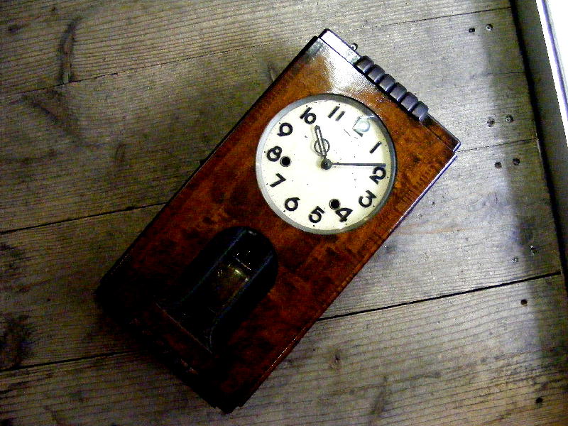 大正頃のアンティーク柱時計の舘本時計製造所・TUKYO・振り子時計（電池式・クォーツ改造）が仕上がりました。