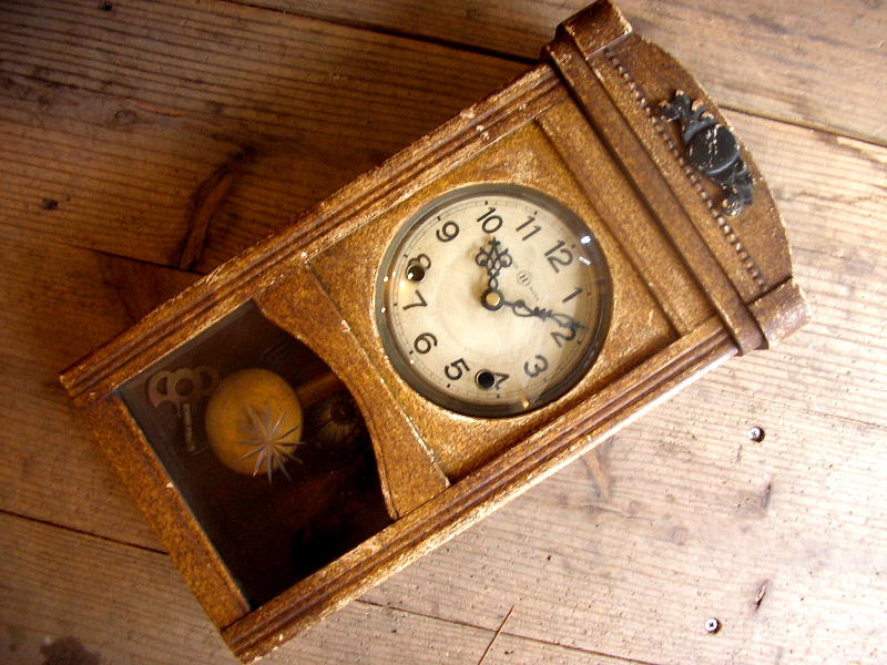 昭和初期頃の林時計・木製振り子時計（クォーツ改造）が入荷しました。