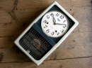 画像: アンティーク・クロックの昭和中期頃・明治時計・振り子時計・２１日巻・紺・ライトグリーン・ツートン（電池式・クォーツ改造）が仕上がりました。