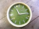 画像: アンティーク・クロックのナショナル・電気掛時計・TE-3486・丸型・黄緑（電池式・スイープ・クォーツ改造）が仕上がりました。