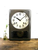 画像: 昭和初期頃のボンボン時計のオキュパイド・ジャパン・地球鶏印・サトー・クロック・振り子時計・小型・カーキ色（電池式・クォーツ改造が仕上がりました。
