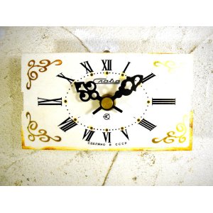 画像: 1960年代頃・ロシア・Crala・アンティーク・クロック・文字盤・掛時計（長方形・白）
