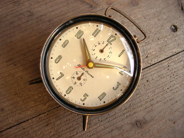 画像:  昭和初期頃のセイコー・コロナ手巻式目覚まし時計・黒色（クォーツ改造）が入荷しました。