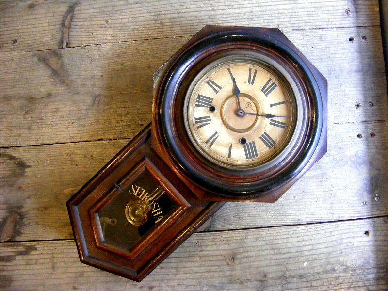 画像: 大正頃のアンティーク・クロックの精工舎・八角型・振り子時計（電池式・クォーツ改造）が仕上がりました。
