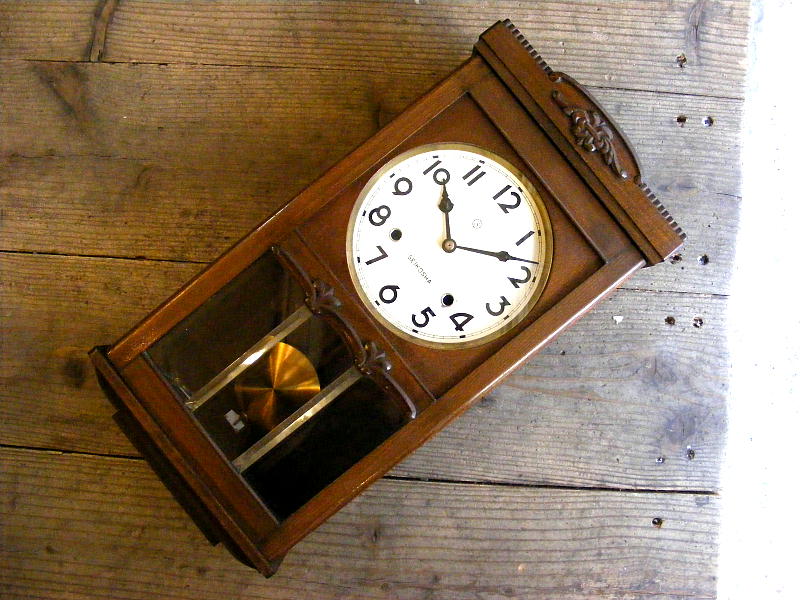 昭和初期頃のアンティーク柱時計の精工舎・振り子時計・NO.1716（電池 