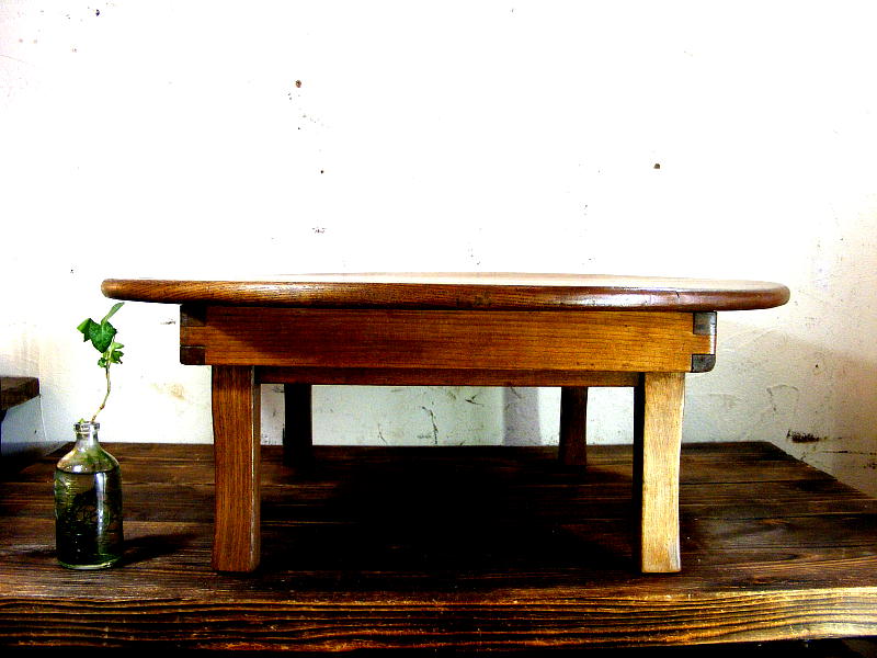 画像: アンティーク・家具の古い・丸・ちゃぶ台が仕上がりました。