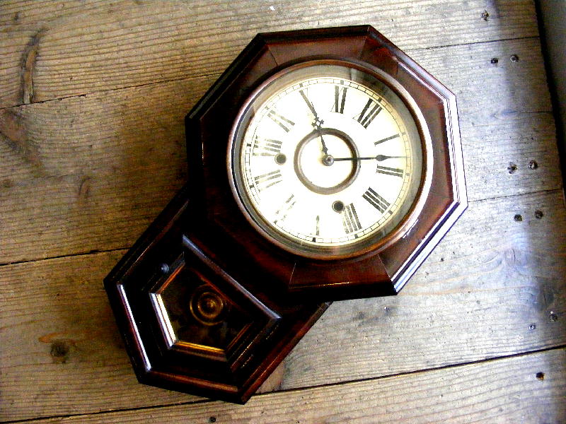 1920年代頃アメリカの古時計のE.N.WELCH・ウェルチ・八角型・振り子