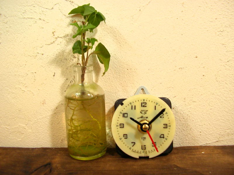 画像2: 1960年代頃のロシアのMup・アンティーク・クロックの文字盤の掛時計（丸型・ベージュ色・赤秒針・オール数字） (2)