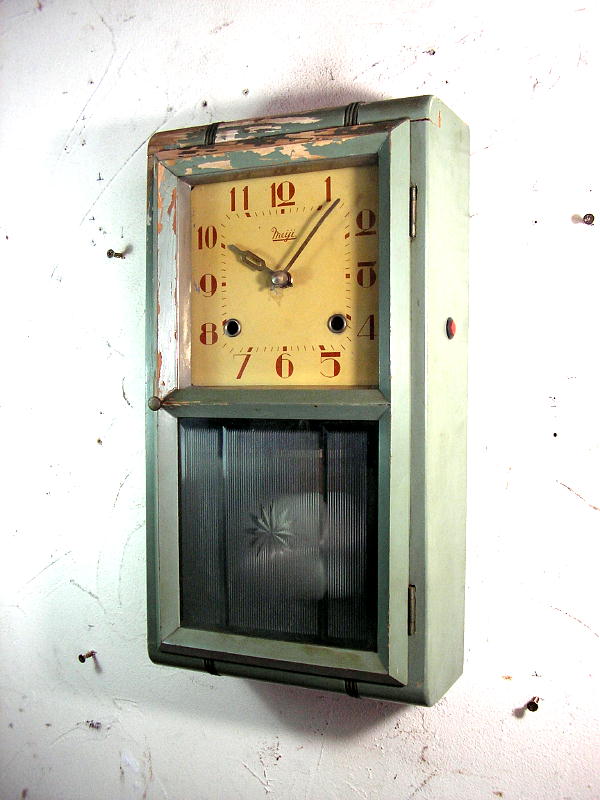 Meiji,振り子時計,緑色,渦ボン,アンティーク・クロック,アンティーク 