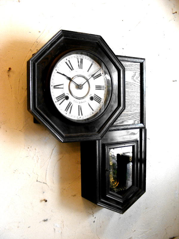 八角型,振り子時計,変形,アンティーク・振り子時計,古時計,柱時計 
