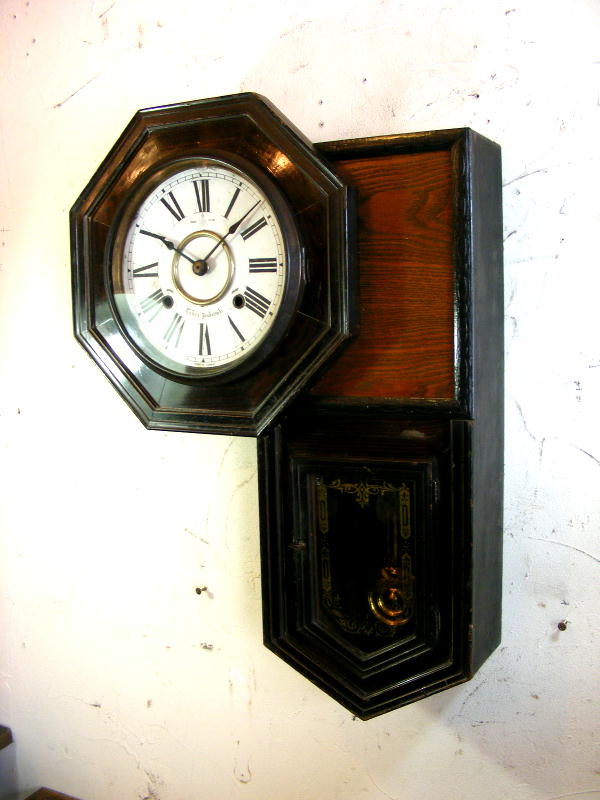 画像2: 大正頃・尾張時計・八角型・変形・振り子時計（電池式・クォーツ改造） (2)