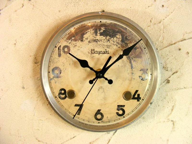 画像1: 昭和中期頃・林時計・アンティーク・振り子時計・文字盤・掛け時計（電池式・スイープ・クォーツ） (1)
